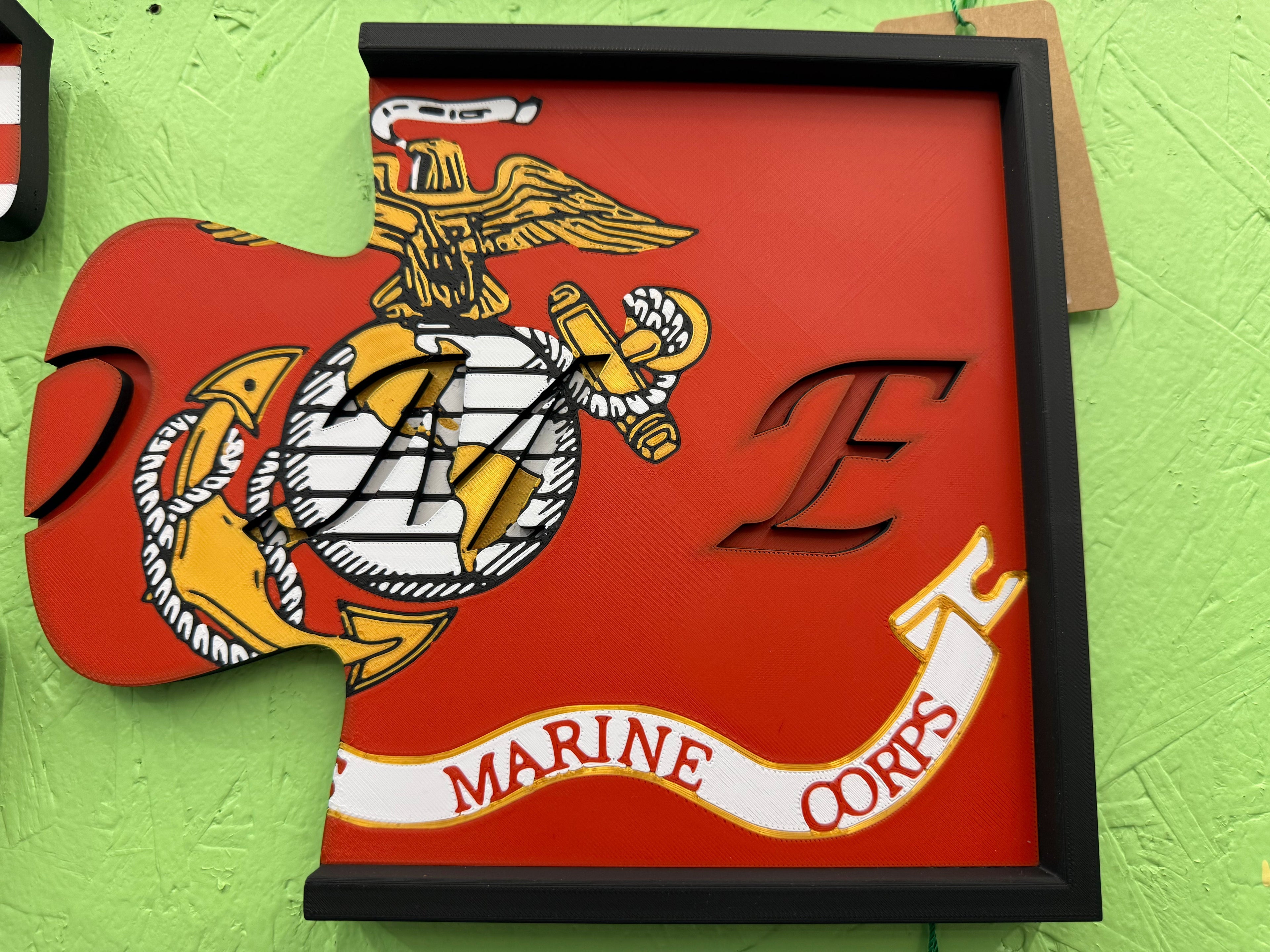 Custom Monogram Marine Corps Wall Art-Right Side Puzzle Piece