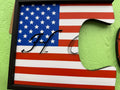 Custom Monogram American Flag Wall Art- Left Side Puzzle Piece