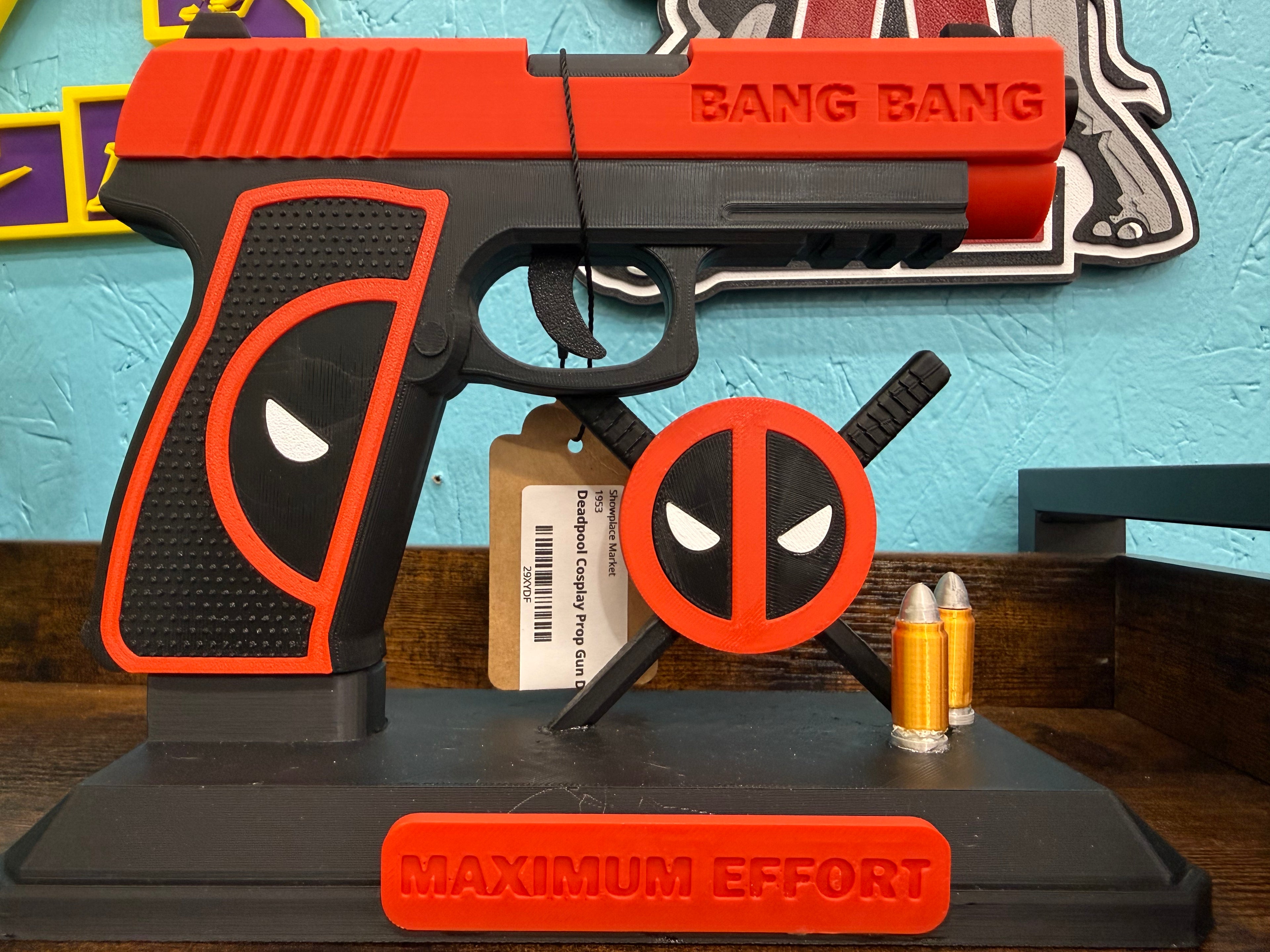 Deadpool Gun with Bullets 3D Display